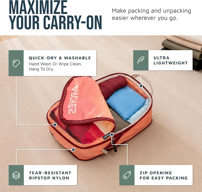 Compression Packing Cubes for Travel, 6-Piece Lightweight Packing Cubes Set for Carry-On Luggage & Backpacks – TRIPPED Travel Gear (National Park) - Image 3