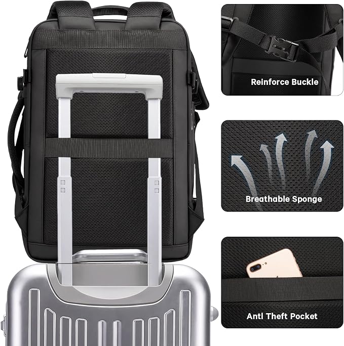BANGE 35L Men's Expandable Laptop Backpack for 17.3Inch Laptop, Carry On Backpack Fits Under Seat Airline Approved, Personal Item Travel Bag for Men… - Image 7