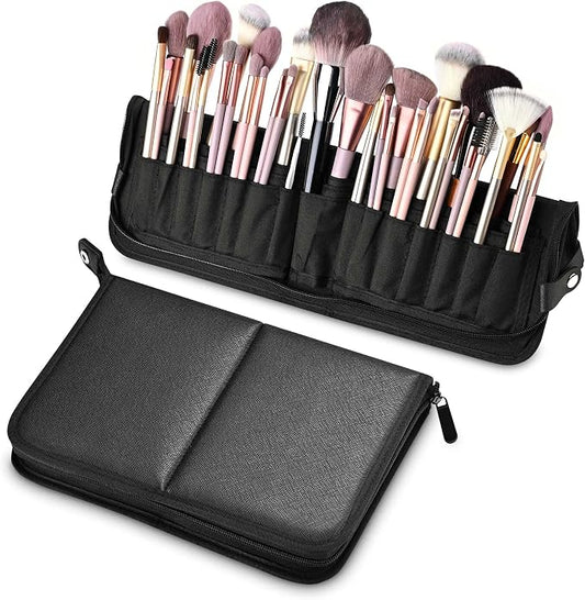 BYOOTIQUE Travel Makeup Brush Bag Foldable Holder Organizer Portable | ArtistPortable Stand-up Cosmetic Bag,Artist Storage with Multiple Pockets,Makeup Artist Brush Organizer by BYOOTIQUE