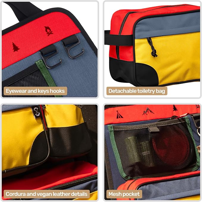 Living in a Bubble Seat back Organizer – Magnetic Toiletry and Cooler Pouch, Cordura Car Backseat Storage with Device Holder & Hooks, Multi-Compartment Utility Bag for Campervans & Family Travel - Image 7