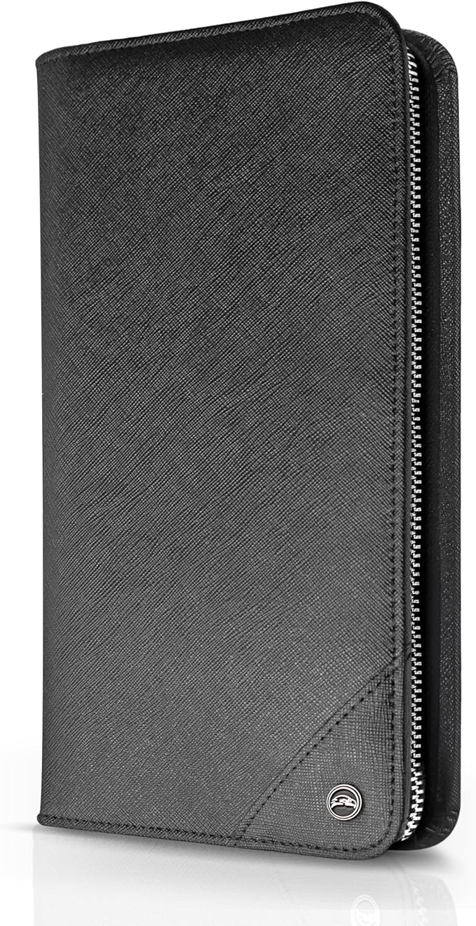 SnazzyHawk Family 4 Passport Holder - Travel Wallet RFID Blocking, Document Organizer, Essentials Plane Accessory Cover for Women Men (Black) by SnazzyHawk