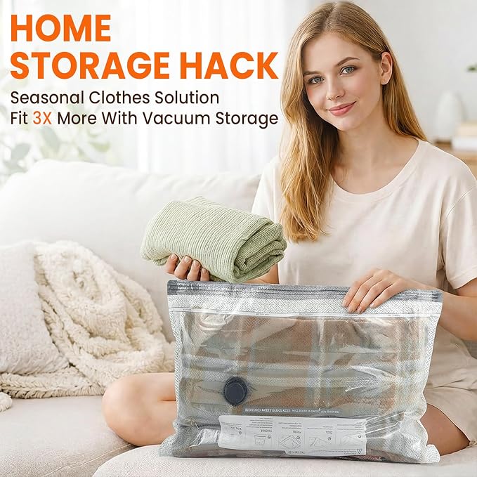 Vacuum Storage Bags for Travel, 12 Pack Vacuum Seal Bags for Clothing With Cordless Electric Pump, Space Saver Bags for Luggage, Clothes, Ideal for Home, Seasonal Storage - Image 9