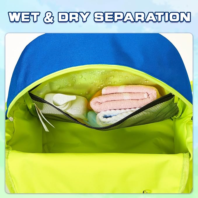 WAWSAM Kids Swim Bag for Swimmers, Beach Gym Bag with Wet Dry Shoes Compartments - Image 2
