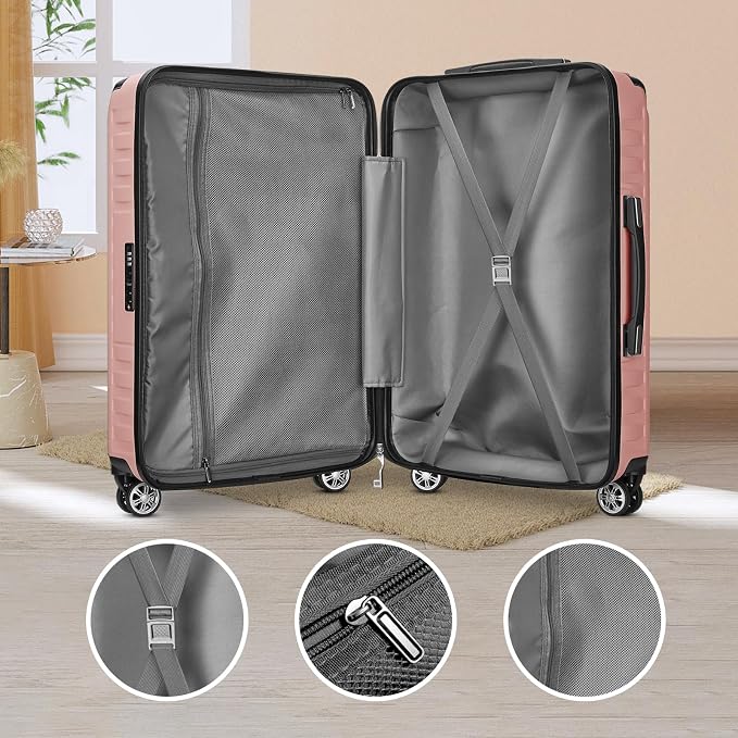 Melalenia Luggage 10 Piece Sets Clearance,Large Suitcase Set Spinner Wheels with TSA Locks,Hard Shell Pink Luggage Sets for Women Travel Suitcase (10Pcs Pink) - Image 8
