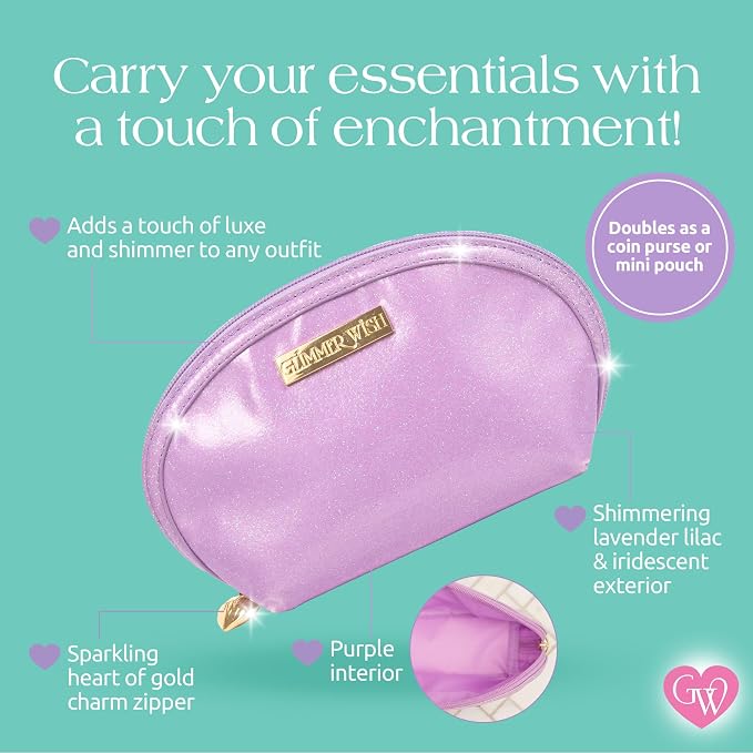 Glimmer Wish Mermaid Lavender Pearl Pouch, Trendy Mini Pouch, Clutch, or Coin Purse for your Tiny Treasures, Gifts for Teens and Girls, 8.3 x 3 x 4.7 in - Image 4
