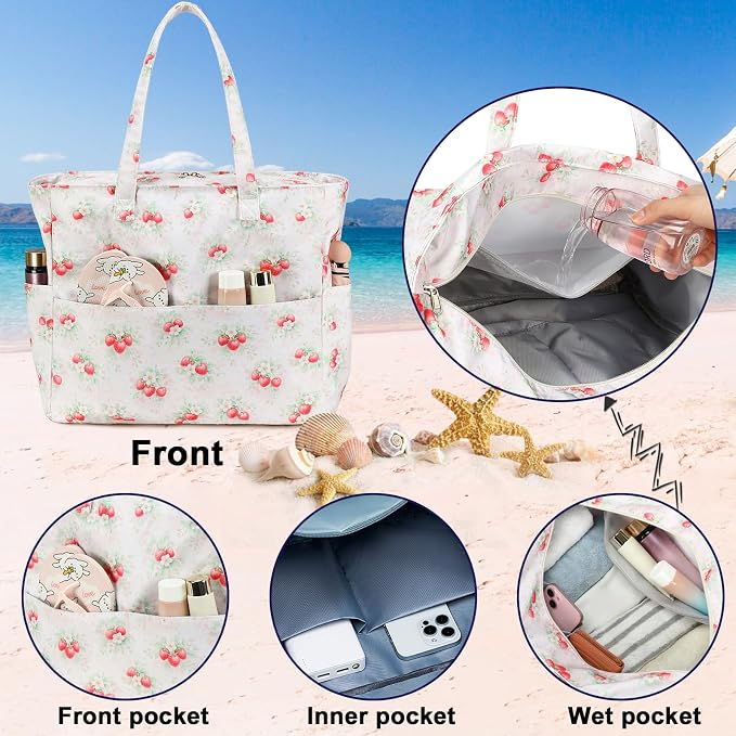 Bluboon Waterproof Beach Tote Pool Bags for Women Ladies Extra Large Carry On Bag With Wet Compartment for Weekender Travel - Image 6