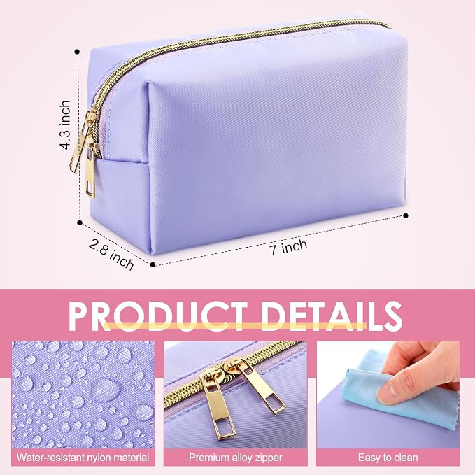 Kigeli 12 Pcs Nylon Makeup Bag Bulk Cosmetic Pouches Preppy Cosmetic Bag for Women Waterproof Travel Zipper Organizer Little Outdoor Accessory Makeup(Nylon, Foam,Soft Color) - Image 2