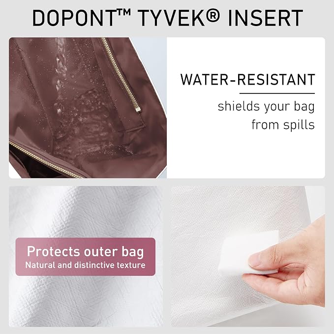 Dupont Paper Purse Organizer Insert, Coach Brooklyn 39 Bag Insert, Lightweight Water-Resistant Tote Bag Organizer Inner Shaper with 9 Pockets, Cup Holder & YKK Zipper - Image 6