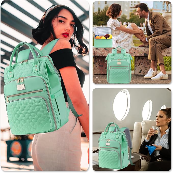 Weitars Lunch Backpack For Women,15.6 Inch Laptop Backpacks For Womens Back pack, Travel Backpacks,Work Backpack For Women (LightGreen) - Image 6