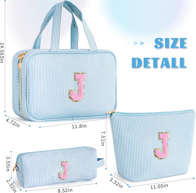 Gifts for Teen Girls Women - Travel Hanging Toiletry Bag & Makeup Bag - Personalized Initial Cosmetic Bag | Birthday Gift for Girl Trendy Stuff - Blue J - Image 6