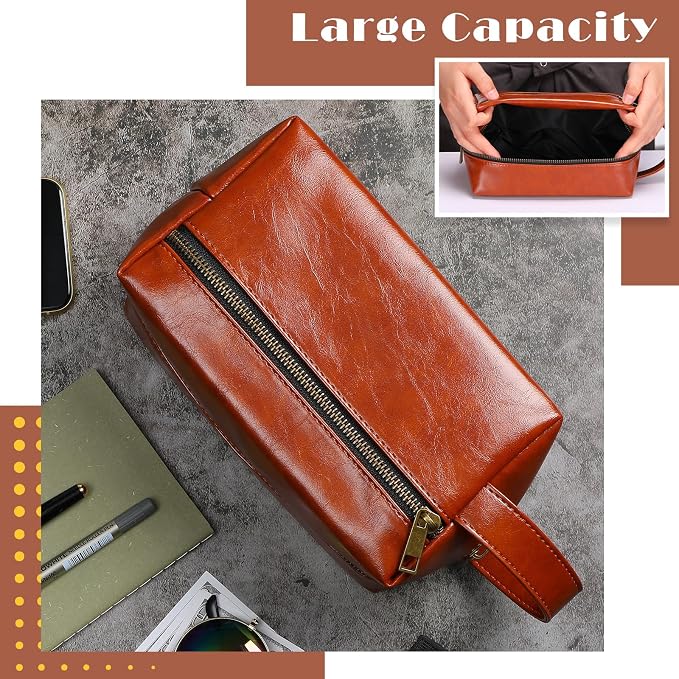 Hillban 10 Pcs Groomsmen Gift Leather Toiletry Bag for Men Travel Shaving Kit Bathroom Bag Make up Cosmetic Proposal Supplies for Wedding Favor Grooming Anniversary Boyfriend Father(Colored) - Image 3