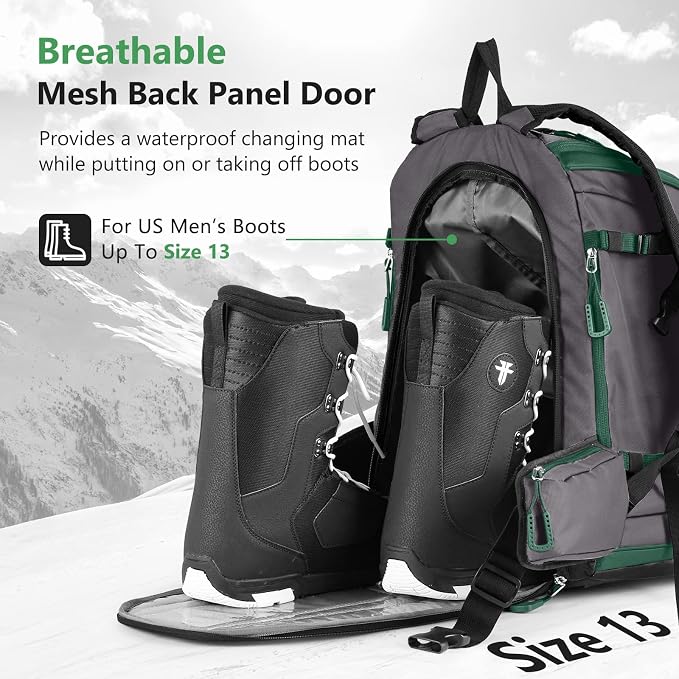 MORXPLOR Ski Boot Bag - 65L Padded, Waterproof Ski Travel Backpack for Gear & Accessories - Image 2