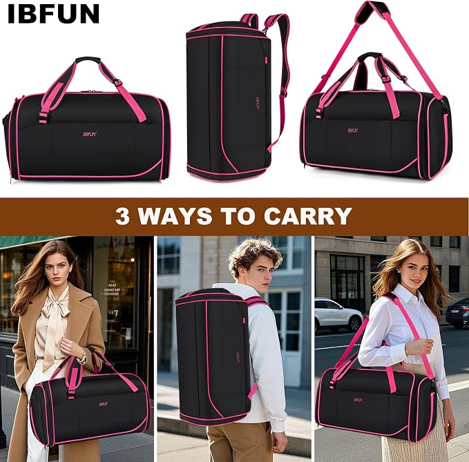 Convertible Garment Duffel Bags for Travel, 4-in-1 Carry on Duffle Bag for Women with Backpack Straps & Waterproof Shoe Pocket, Hanging Suit Dress Weekender Bag for Business, Wedding, 3pcs - Image 2