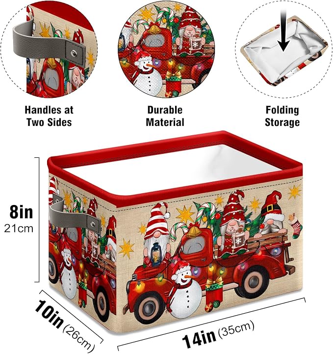 Christmas Baskets - Foldable Fabric Storage Baskets with Handles - Empty Boxes for Gifts and Decoration - Image 6