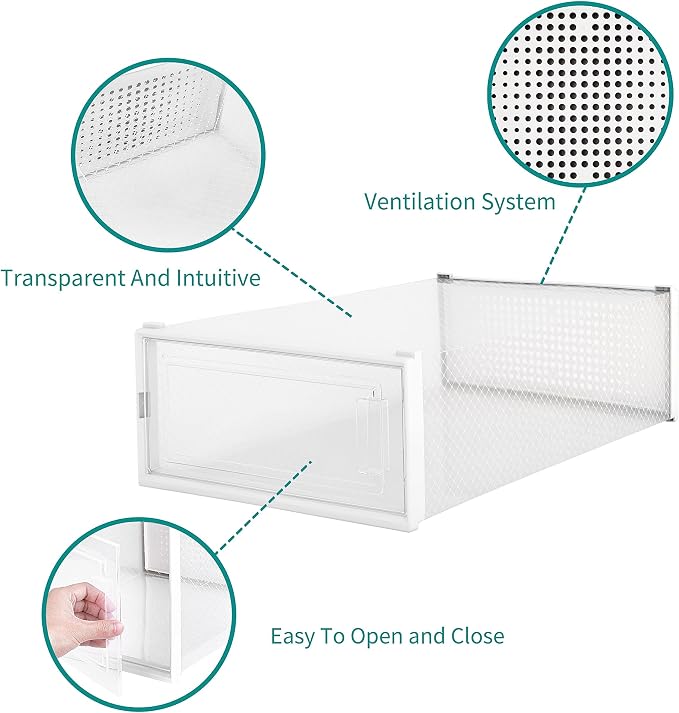 8-Piece Boot and Shoe Storage Box, Stackable Clear Plastic Shoe Box, Space-Saving Shoe Organizer for Boots, Sneakers, and High Heels, Clear - Image 5