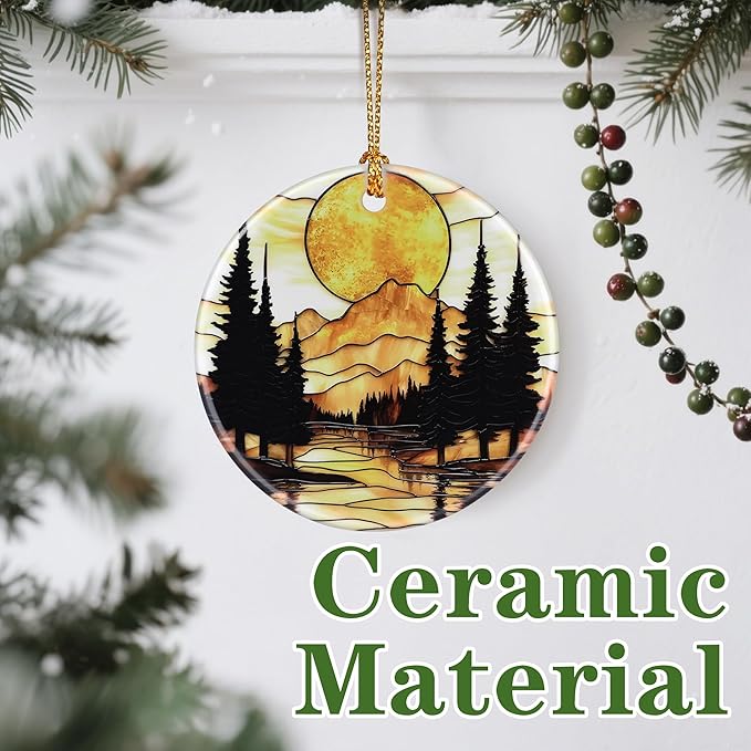 Mountain Sunset Ornament, Christmas Ornament – Christmas Tree Decor, Holiday Decoration, Stocking Stuffer, Festive Gift Idea, Gifts for Nature Lover, Friends, and Family