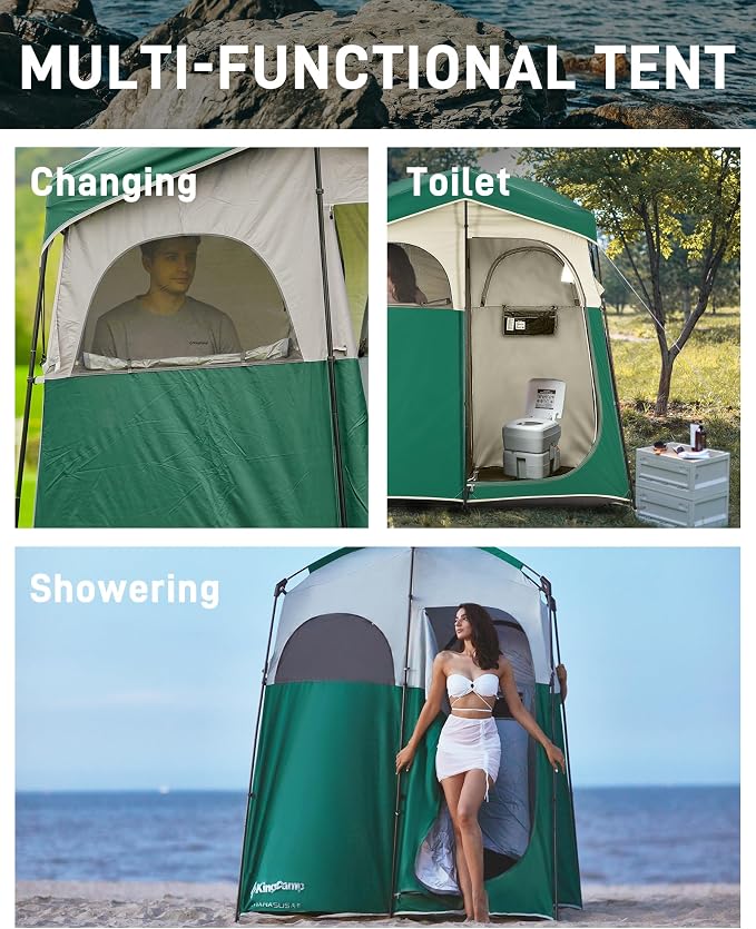 KingCamp Shower Tent, Portable Privacy Tent Outdoor Camping 1/2 Room Toilet Tents with Shower Bag & Dressing Room for Beach, Camping & Hiking - Image 7