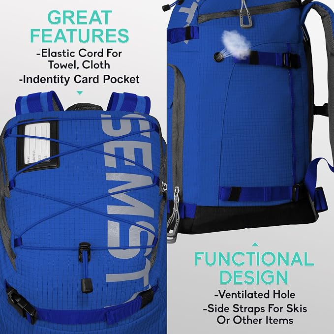 Ski Boot Bag, 55L/70L Waterproof Ski and Snowboard Boots Travel Backpack for Skis, Snowboard, Ski Helmet, Goggles, Gloves & Accessories - Image 4