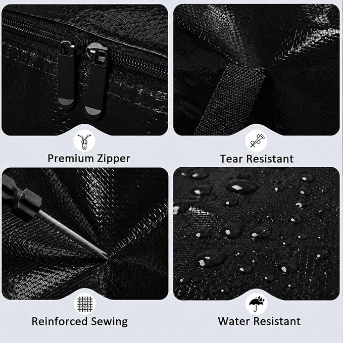 Songrey Heavy Duty Moving Bags, 8 Pack Large Storage Bags with Zipper & Handles, Waterproof Totes Bags for Clothes Packing, Moving, College Supplies, Home Organization - Image 3