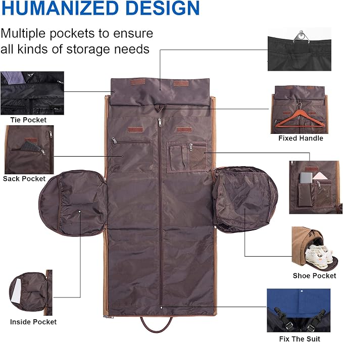 seyfocnia Convertible Travel Garment Bag,Carry on Garment Duffel Bag for Men Women - 2 in 1 Hanging Suitcase Suit Business Travel Bag - Image 4