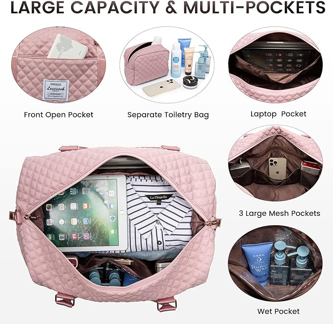LOVEVOOK Travel Duffle Bag,Weekender Bags for Women with Shoe Compartment，Carry on Overnight Bag with Toiletry Bag,Gym Duffel Bag with Wet Pocket, Hospital Bags for Labor and Delivery - Image 4
