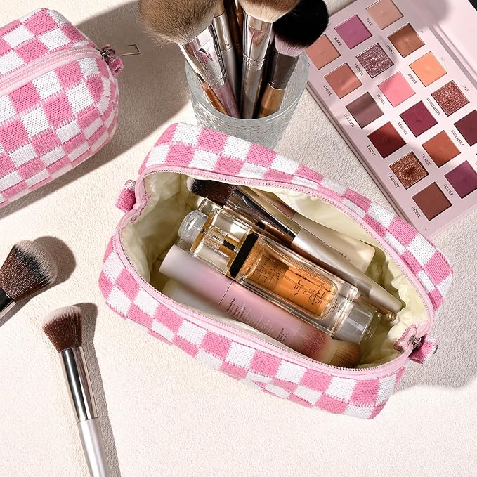 SOIDRAM Makeup Bag Preppy Cosmetic Bag Bulk Makeup Pouch Personalize Travel Toiletry Bag Organizer Cute DIY Makeup Brushes Storage Bag for Women - Image 2