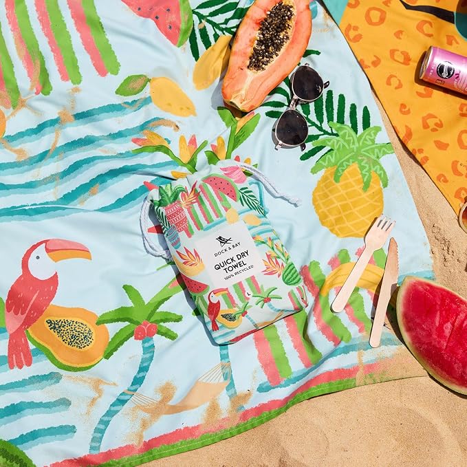 Dock & Bay Beach Towel - Quick Dry, Sand Free - Compact, Lightweight - 100% Recycled - Includes Bag - Tropicana Treat - Extra Large (200x90cm, 78x35) - Image 8