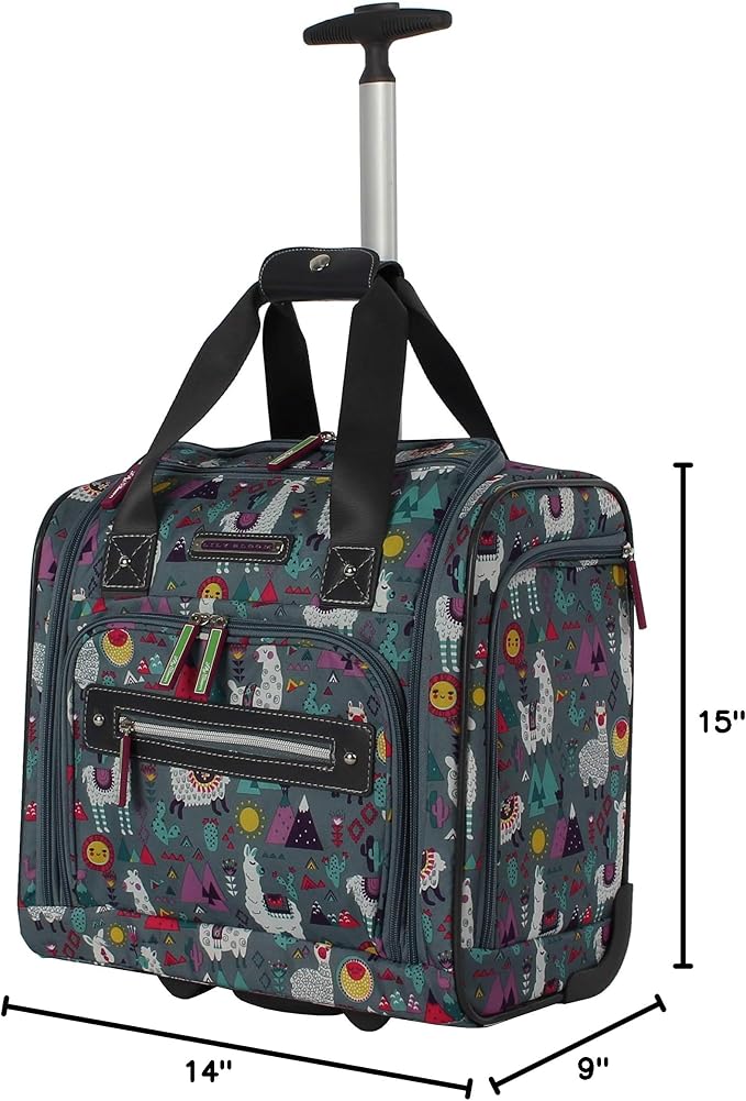 Lily Bloom Designer 15 Inch Carry On - Weekender Overnight Business Travel Luggage - Lightweight 2- Rolling Wheels Suitcase - Under Seat Rolling Bag for Women (One Size, Llama Mama) - Image 8