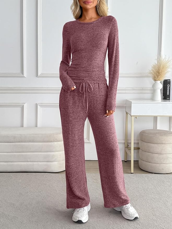 LILLUSORY Womens 2 Piece Matching Lounge Sets 2026 Fall Fashion Outfits | Long Sleeve Top & Drawstring Wide Leg Pants with Pockets, Workout Gym Comfort Sweat Suit, Travel Airport Vacation Clothing - Image 6