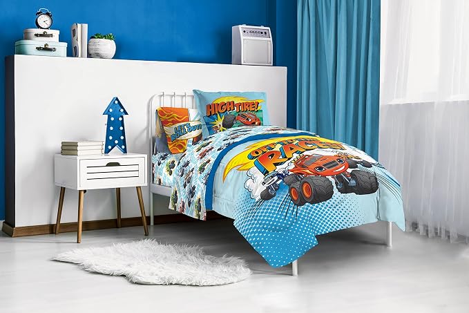 Jay Franco Blaze and the Monster Machines Off to The Races 5 Piece Twin Size Bed Set - Includes Comforter & Sheet Set - Super Soft Fade Resistant Microfiber (Official Blaze Products) - Image 7