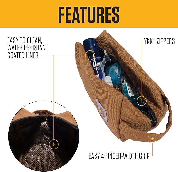 Carhartt Durable Travel Kit, Organize Essentials W/the Water Resistance Toiletry Bag, Early Fog - Image 2