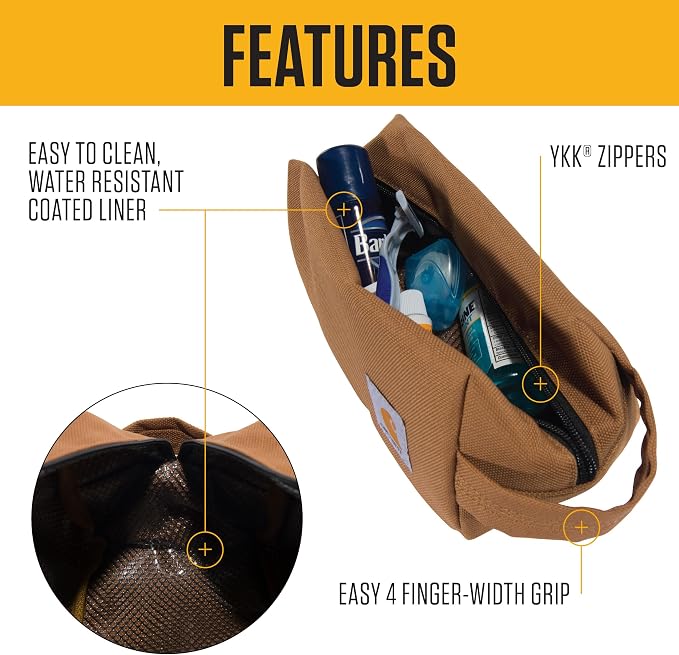 Carhartt Durable Travel Kit, Organize Essentials W/the Water Resistance Toiletry Bag, Black - Image 2