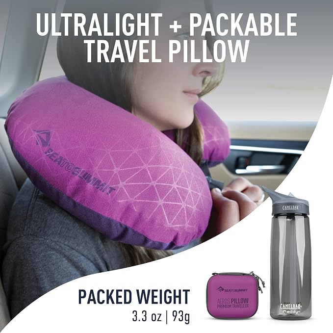 Sea to Summit Aeros Premium Traveller Inflatable Neck Pillow, Magenta - Image 2