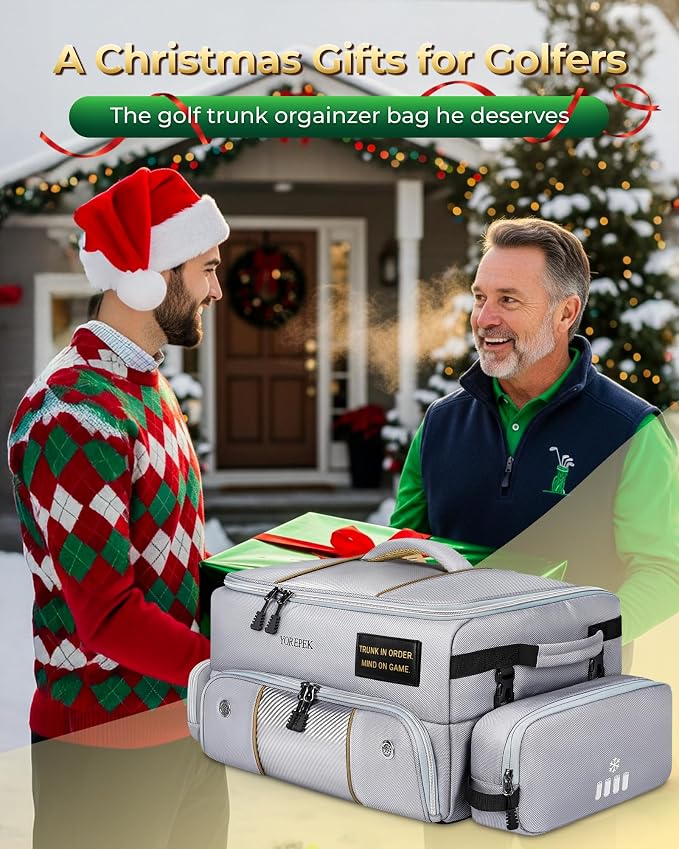 YOREPEK Upgraded Golf Trunk Organizer, Golf Gifts for Men, with Removable Insulated Pouch&Dust-Proof Protective Layer, Multi-Compartment fits 2 Pairs of Shoes, Golf Accessories - Image 8