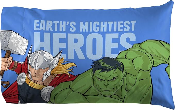 Jay Franco Kids Sheet Set with Fitted, Flat Sheets & Pillow Cover - Ultra-Soft Bedding with Pillowcase for Room Decor, White - Avengers, 4 Piece Queen - Image 4