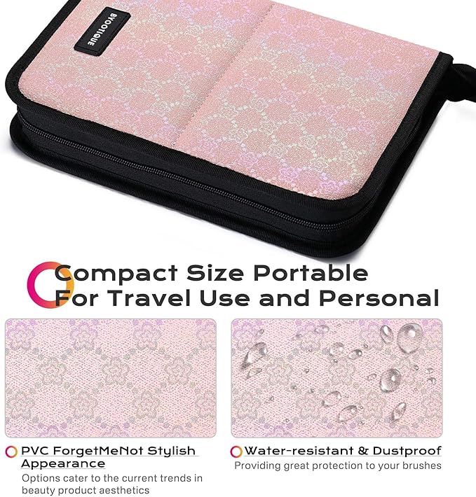BYOOTIQUE Travel Makeup Brush Bag Foldable Holder Organizer Portable | ArtistPortable Stand-up Cosmetic Bag,Artist Storage with Multiple Pockets,Makeup Artist Brush Organizer - Image 2