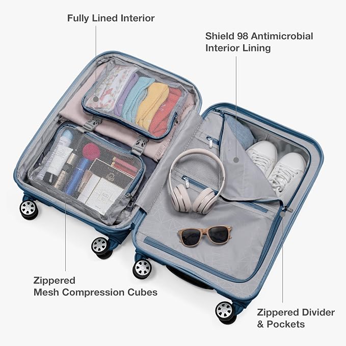 Traveler's Choice Pagosa Hardshell Expandable Luggage with Spinner Wheels, Slate Blue, 3-Piece Set (22/27/30) - Image 8