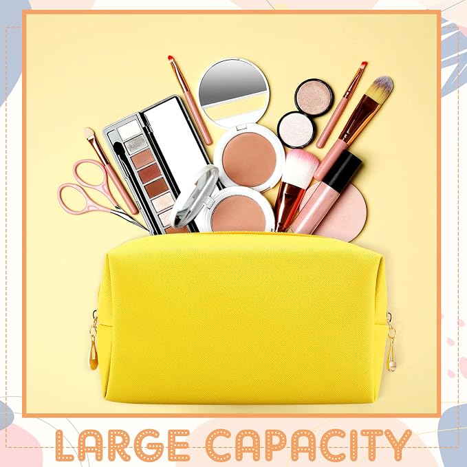 Kigeli Aesthetic Makeup Bags PU Leather Cosmetic Pouches Waterproof Plain Toiletry Bags Makeup Pouches Bulk for Women Party Gift Travel Storage Organizer(Macaron,7.1 x 2.8 x 4.3 in) - Image 2