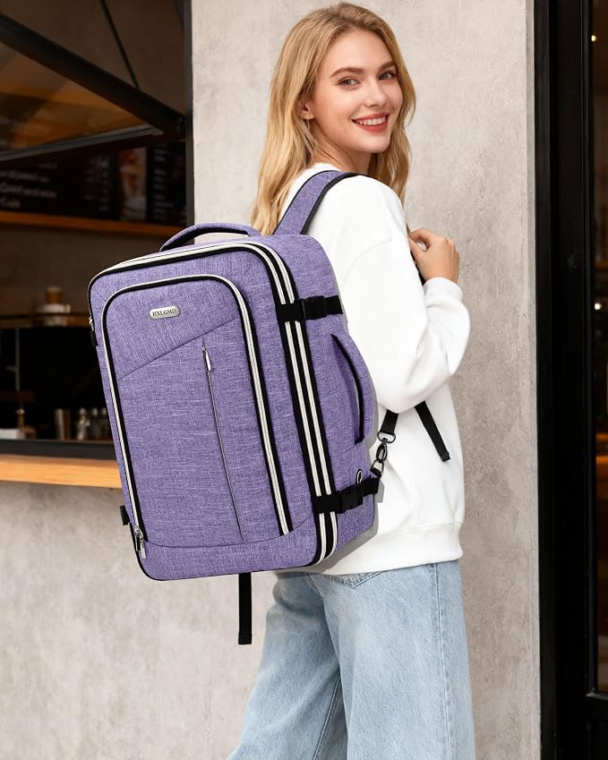 Travel Carry On 17.5" Laptop Expandable Backpack for Men Women, Personal Item Bag Waterproof Airline Approved with USB Charging Hole 3 Packing Cubes, Large Weekender Daypack Business Luggage Suitcase - Image 2