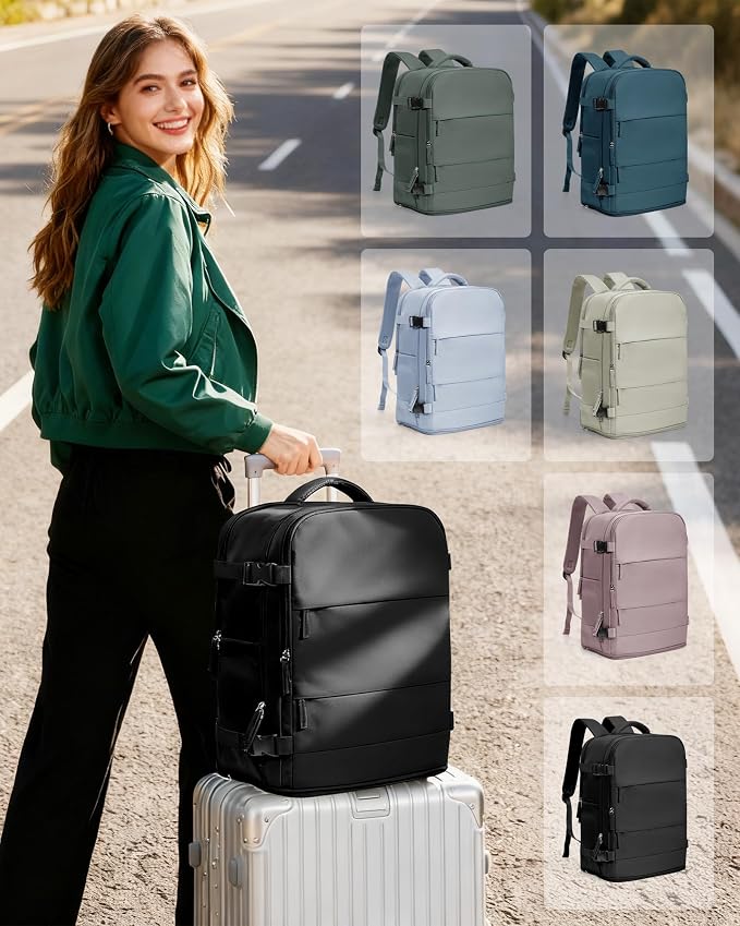coowoz Travel Backpack Carry On for Women Man Gym Backpack with Laptop Compartment Mochila de Viaje Teacher Personal Item Backpacks Rucksack Airplane Accessories Must Haves,Black Small - Image 8