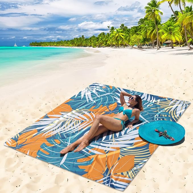 HIHOHO Beach Blanket Waterproof Sandproof Extra Large Beach Mat 79" X 83"/120"x108"for 1-8 Adults Quick Drying Durable Outdoor Picnic Mat for Beach Travel Camping Hiking - Image 5