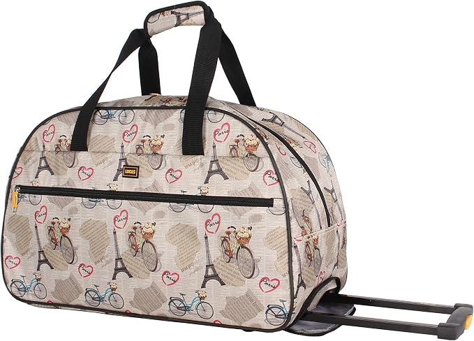 LUCAS Luggage 22 Inch Printed Rolling Carry-On Suitcase Wheeled Duffel (22in, Paris) by LUCAS