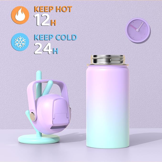 ACESAK Backpack for Girls with Insulated Water Bottle, Bookbag Backpack for Girls Kids, 14oz Kids Water Bottle Stainless Steel, Lunch Bag & Pencial Case, Back To School Gift (Blue Purple) - Image 4
