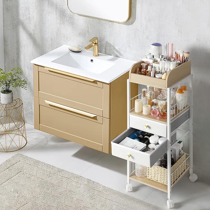 Makeup Organizer, Floor Skincare Organizers, Make Up Organizers and Storage with Drawers, Vanity Organizer Cosmetics Display Cases Holder for Skin Care Nail Polish Perfume Makeup brush Hair Tool - Image 9