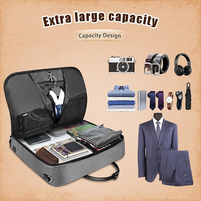 Noozion Garment Bag for Travel, Large Carry On Suit Bag for Business Up to 4 Suits, Wrinkle Free Garment Bag for Hanging Clothes with Shoulder Strap, Laptop Compartment, and Wet-Dry Pocket - Image 3