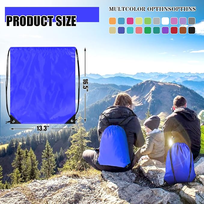 Grneric Drawstring Backpack Bulk 100Pcs Cinch Bag, Polyester Drawstring Bags for Gym Beach Sports Short Trip Party (Navy Blue) - Image 4