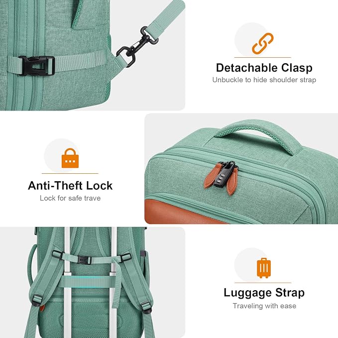 Bagsure Travel Backpack Carry On Backpack 42L Flight Approved, Expandable Laptop Backpack with Packing Cubes & Shoe Pocket, Water Resistant Luggage Backpack for Men Women, Large Backpack 20 * 14 * 7" - Image 6