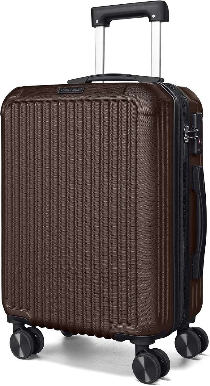 LIGHT FLIGHT Carry On Luggage 22x14x9 Airline Approved, Coffee Brown | Airline Approved, Hard Shell with Wheels, Expandable Hardside, Lightweight, TSA Lock by LIGHTFLIGHT