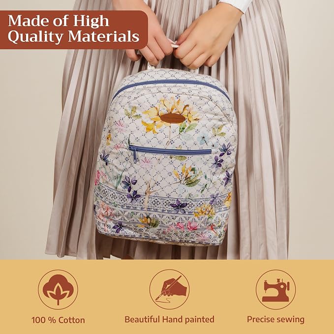 Maison d' Hermine Backpack for Women Men Cotton Shoulder Multipurpose Rucksack with Small Pouch Lightweight Multi Pocket Bag for Travel Work Beach Perfect for Spring Summer (Faience) - Image 3