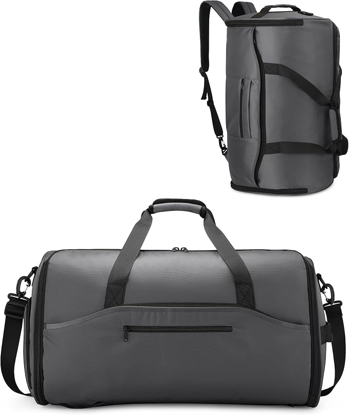 NPBAG Convertible Garment Duffle Bags for Travel - Carry on Garment Bag, Suit Bag for Men & Women, 3 in 1 Foldable Travel Duffle Backpack with Shoulder Strap (Grey) by NPBAG